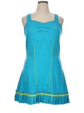 Nike Turquoise /Lime Green Tennis Dress w/ Pleated Hem. Sleeveless Size XL NWOT